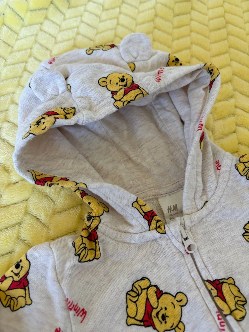 H&M Disney Winnie the Pooh Zip-Up Hoodie & Pants Set US 9M Organic Cotton